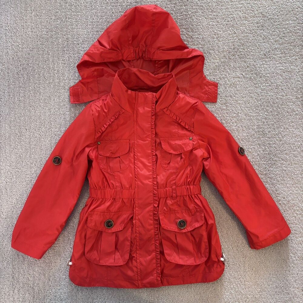 Mayoral Girls Hooded Red Rain Jacket Coat Spring Size 4
